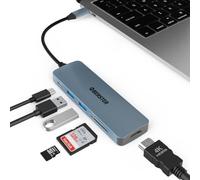 Hub USB C, Adaptateur multiport 6 en 1 avec HDMI 4K, hub USB 3.0, Design en Aluminium, Transfert de données Rapide, Compatible avec MacBook Pro/Air