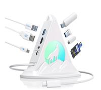 Hub USB C, adaptateur multiport 8 en 1 avec HDMI 4K, PD 100 W, 5 Gbit/s Type C 3.0, 3 x USB A 3.0, lecteur de carte SD/TF et éclairage RVB, station d'accueil blanche pour MacBook Air/Pro, HP