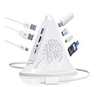 Hub USB C, adaptateur multiport 8 en 1 blanc avec HDMI 4K, charge d'alimentation 100 W, 5 Gbit/s Type C 3.0, 3 x USB A 3.0, lecteur SD/TF et éclairage RVB, station de codage blanche pour MacBook Air