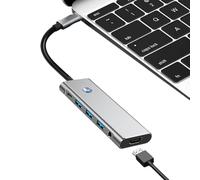 Hub USB C - Adaptateur multiport compact pour ordinateur portable et station, transmission haute vitesse avec configuration Plug & Play, répartiteur de type C pour bureau, entreprise, étudiants