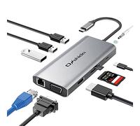 Hub USB C Adaptateur USB C 10-en-1 Onshida vers HDMI 4K, Ethernet RJ45, VGA, Type C PD 100W, 3 x USB 3.0, Lecteur de Carte SD&TF, 3.5mm AUX Jack pour Macbook Pro/Air Dell XPS Chromebook Tablette