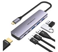 Hub USB C, Adaptateur USB C 6 en 1 avec HDMI 4K, 3 USB 3.0, 100 W PD, Port de données USB C, Haut débit 5 Gbit/s, USB C vers HDMI pour MacBook Air/Pro, iPad, iPhone 15/ iPhone 16 Série