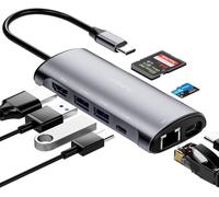 Hub Usb C - Adaptateur Usb C 8 En 1 Avec Hdmi 4K, 2 Usb-A 3.1, 1 Usb-C 3.1, Pd 100W, Sd/Tf, Ethernet 1000M, Station D'Accueil Usb C Pour Macbook Pro/Air, Ps4, Laptop