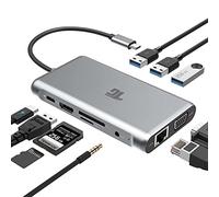Hub USB C, Adaptateur USB C, Adaptateur USB C, Adaptateur Thunderbolt 3 de Type C, 100 W PD 3.0 avec 4 K HDMI, RJ45 Ethernet, Ports USB 3.0, Lecteur de Carte TF/SD, VGA, Port Audio Micro pour MacBook