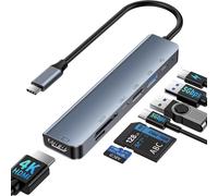 Hub USB C,Adaptateur USB C Multiport avec HDMI 4K@60Hz,100W PD,Lecture de Carte SD/TF,USB-C 3.0,2*Ports USB,Dock USB C pour MacBook Pro/Air M1 M2,Dell,HP,Lenovo,iPhone 15,iPad,Steam Deck