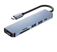 Hub USB C, Adaptateur USB C multiport pour MacBook Pro, Hub USB C à HDMI 6-en-1, Compatible avec Les Ordinateurs Portables USB C, etc. (4K HDMI USB3.0 USB2.0 SD/TF Card Reader 87W PD)