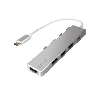 Hub USB-C avec 4 Ports USB Transmission Rapide 5 Gbps Fonction OTG LinQ Argent