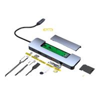 Hub USB C avec boîtier SSD M 2 prenant en Charge NVME et SATA 4K HD USB 3 0 PD 100 W RJ45 1000 M SD TF Lecteur de Carte pour Ordinateurs Portables appareils compatibles PC