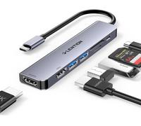 Hub USB C avec Doubel HDMI pour MacBook Mode MST, Transfert de Données à 5Gbps avec 2 USB 3.0, PD 100W, Lecteur de Cartes SD/TF, pour MacBook Pro 2024-2016, Nouveau Mac Air, etc (CE45 Gris)