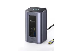 Hub USB C avec Double HDMI 4K60Hz, Adaptateur USB 32 RJ45, Lecteur de Carte SD TF, Station d'accueil PD 100W pour appareils compatibles(12-in-1 HDMI SD TF)