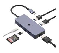 Hub USB C avec HDMI 4 K, Adaptateur multiport USB C 6 en 1, 2 USB 3.0, 100 W PD, Lecteur de Carte SD/TF Compatible avec Ordinateur Portable, PC, Clavier, Windows, Mac OS, système Linux
