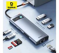 Hub USB C Baseus 4K 60Hz, Type C vers HDMI, SD, TF, Port Ethernet, Charge Rapide PD 100W, Adaptateur USB 3.0 pour Macbook, Ordinateur Portable, Tablette 8-in-1 Hub
