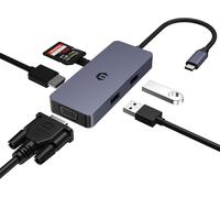 Hub Usb C Con Hdmi 4K, Adattatore Car 6 En 1 Usb-C A Hdmi Con Usb 2.0, 4K, Hdmi, Vga, Sd/Tf Compatible Con Altri Dispositivi Di Tipo C[Z1498]