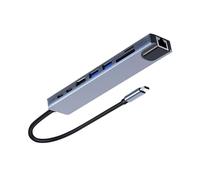 Hub USB C - d'aluminium | Adaptateur Multiport - Conception de tapis de tableau de bord 8 en 1 120g, 4K avec Ethernet 100 Mbps et alimentation PD permet une synchronisation vidéo pour
