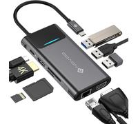 Hub USB C Docking Station USB C 9 en 1, Multiport Adaptateur USB C vers Dual HDMI, PD 100W, USB 2.0, Stations d'accueil USB C pour HP Lenovo ASUS Microsoft