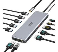 HUB USB C Docking Station USB C Dual HDMI, 13 en 1 Dock USB C vers Double HDMI, DisplayPort, USB C 3.1, PD 100W, USB 3.1/3.0/2.0, Ethernet RJ45, Audio, Stations d'accueil USB C pour MacBook HP Dell
