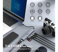 Hub Usb C Double Moniteur,7 En 1 Adaptateur Usb C Multiport Compatible Avec Macbook Pro/Surface Pro 8 Et Autres Appareils De Type C (4K Hdmi,Usb C 3.0,2 Usb 3.0,100 W Pd,Sd/Tf)