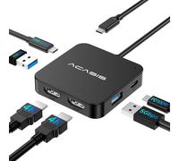 HUB USB C Double Moniteur, Dock USB C 6 en 1 vers Double 4K HDMI, 100W PD, 2 USB 3.0, 1 USB C 3.0, pour MacBook, Steam Deck, Dell/HP/Lenovo/Surface/Switch