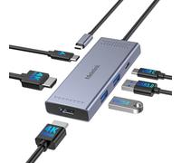 Hub USB C Double Moniteur, Melelnik 6 en 1 Docking Station Dual HDMI 4K 60Hz Adaptateur Multiports, 3 USB 3.0, PD 100W, Station d'accueil USB-C Dock pour MacBook, Dell, HP, Lenovo