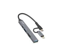 Hub USB-C et Lightning - LinQ - Noir - 1 port USB-C - 2 ports USB - Lecteur de cartes SD/TF