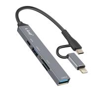 Hub USB-C et Lightning - LinQ - Noir - 1x USB-C - 2x USB - Lecteur SD/TF