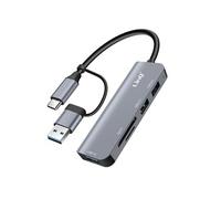 Hub USB C et USB avec USB 3.0 + 2x USB 2.0 Lecteur Cartes SD et TF LinQ Noir