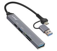Hub USB C et USB avec USB-C + USB 2.0 + 3.0 Lecteur Cartes SD et TF LinQ Noir