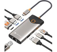 Hub USB C Ethernet Gigabit HDMI 4K 60Hz Lecteur de Carte SD TF PD 100W 7 en 1 Adaptateur USB C Compatible avec MacBook iPad Pro Air Mac Mini M4 Surface Galaxy S24