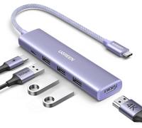 Hub Usb C Hdmi 4K 100W Pd Charge 3 Data Ports 5 En 1 Adaptateur Multiport Compatible Avec Iphone 16 15 Série Macbook Pro Mac Mini M4 2024 Ipad Air Surface Galaxy S24 Tab S9 Ultra (Violet)