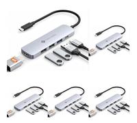Hub USB C HDMI 4K, Adaptateur MacBook 5-en-1 NOVOO - Dock USB-C avec Port USB-C 100W PD, USB 3.0, 2 USB 2.0 | Compact, Léger, Plug & Play pour Télétravail, Étudiants et Créateurs Nomades (Lot de 5)