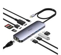 Hub USB C HDMI 4K60 Hz, station d'accueil USB C vers DisplayPort, hub USB-C Thunderbolt 3, station d'accueil pour ordinateur portable, double moniteur avec Ethernet, PD, USB3.0, lecteur de carte SD/TF