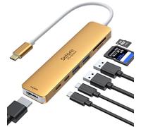 Hub USB C HDMI adaptateur pour MacBook Pro/Air, clé USB C 7 en 1 avec HDMI, lecteur de carte SD/TF, port de données USB C, PD 100 W, et 2 USB 3.0 compatible avec MacBook Pro/Air, Dell XPS, Lenovo