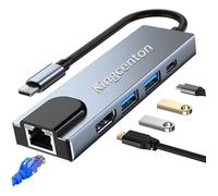 Hub USB C HDMI Ethernet 5 en 1, Adaptateur USB C Hub pour MacBook Lenovo DELL XPS avec 100M Ethernet RJ45 HDMI 4K USB 3.0 port de PD