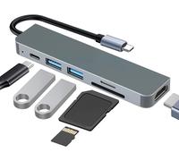 Hub Usb C, Hub Hdmi 4K, Pd100W, 2*Usb A, Tf/Fd, 6 En 1 Usb Adaptateur Compatible Avec Macbook Air M4 Et Macbook Pro M4, Station Accueil Pc Portable