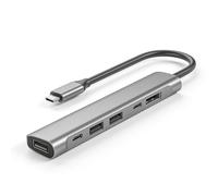 Hub USB C, hub USB 6 en 1 pour ordinateurs portables, avec alimentation PD60W, ports de données USBC et USBA, dongle USB C, compact pour MacBook, Dell et plus encore