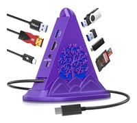 Hub USB C, hub USB 8 en 1 avec HDMI 4K @ 30 Hz, 100 W PD, 5 Gbit/s USB-Ax3 et USB-Cx1, lecteur de carte SD/TF. Hub de jeu RVB, accessoire de bureau violet foncé pour femme, compatible avec MacBook