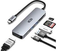 Hub USB C, hub USB-C 4K @ 60 Hz, HDMI 6 en 1 USB C vers HDMI adaptateur USB C avec HDMI, 2 ports USB 3.0, lecteur de carte SD/TF, hub USB PD USB-C 100 W pour Mac/MacBook Pro/Air ordinateurs