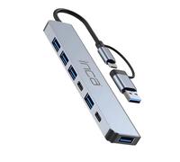 Inca Hub USB IUTP-7T – 4x USB 2.0 + 3x USB 3.0, PD 100W, USB-C prot. courant, 5 Gbps, aluminium