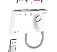 HUB USB C Lecteur de Cartes SD OTG 3.0 pour iPhone 16 15 Carte Micro SD TF Mémoire Caméra numérique Clé USB Station d’Accueil pour Apple Type C Chargeur pour iPad Android MacBook Accessoires PC