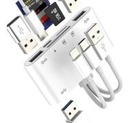 Hub USB C Lightning (6 en 3) pour Apple OTG 3.0, lecteur de carte SD TF pour iPhone 16 15 14 Pro appareil photo numérique Micro SD Memory Stick transfert photo Flash Drive accessoires pour iPad