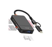 LinQ Hub USB-C et Lightning Multiport – Lecteur de carte OTG polyvalent – Noir
