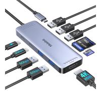 Hub USB C, Melelink 10-en-1 Adaptateur Multiport USB-C vers HDMI 4K @60Hz, 100W PD, 6 Ports USB 3.0&2.0, Lecture de Carte SD/TF, Dock USB C pour MacBook Pro Air iMac Dell HP Tablette USB Hub Type C