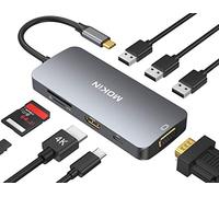 Hub USB C multiport adaptateur USB C pour MacBook Pro 2023, 2022, 2021, 2020, hub USB C vers HDMI, VGA, lecteur de carte SD TF 3USB 3.0 et port USB C