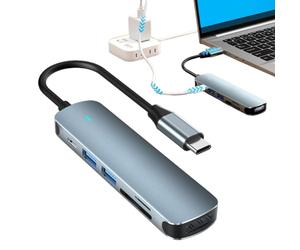 Hub USB C Multiport - Diviseur USB C pour ordinateur portable - Appareil 6-en-1 portable pour réunions Créateurs de contenu passionnés de technologie et de salle de classe
