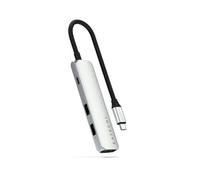 SATECHI 4 en 1 Hub USB C Slim Plus Adaptateur Multiport avec Charge PD 100W, HDMI 4K@60Hz et 2X Ports USB-A Données 10Gbps pour MacBook Air/Pro/Neo, PC Portable et Plus - Argent