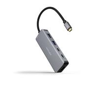NANOCABLE 10.16.1006 - Hub Convertisseur 6 en 1, Connecteur USB-C 3.2 GEN1 5G Mâle vers 2 Ports USB-A + 2 Ports USB-C + HDMI + USB-C PD 100W, Aluminium, 15 cm, Couleur Gris