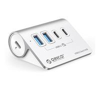 Hub USB C ORICO, Hub USB 10 Gbps avec 2 Ports USB A, 2 Ports USB C, répartiteur USB en Aluminium avec câble USB C de 0,5 m et Adaptateur USB A, Port d'alimentation de Type C pour Macbook, Macbook Pro