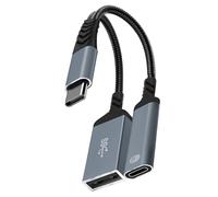 Hub USB C portable avec PD60W de chargement USB 2.0 compatible avec les consoles de jeu, commutateurs, câble de charge C tressé