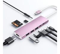 Hub USB C pour iPad Pro 9 en 1 pour iPad Pro M4 M2 M1 13 12,9 11" pour iPad Air avec HDMI 4K, charge USB-C PD, lecteur de carte SD/Micro SD, USB 3.0, jack audio 3,5 mm
