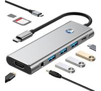 Hub USB C, répartiteur USB C portable pour ordinateur portable, station de câble de transmission de données extensible pour présentateurs, professionnels, amateurs de technologie, étudiants, réunions